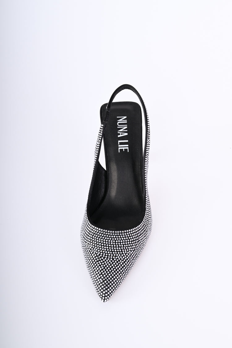 Rhinestone-embellished slingback pumps