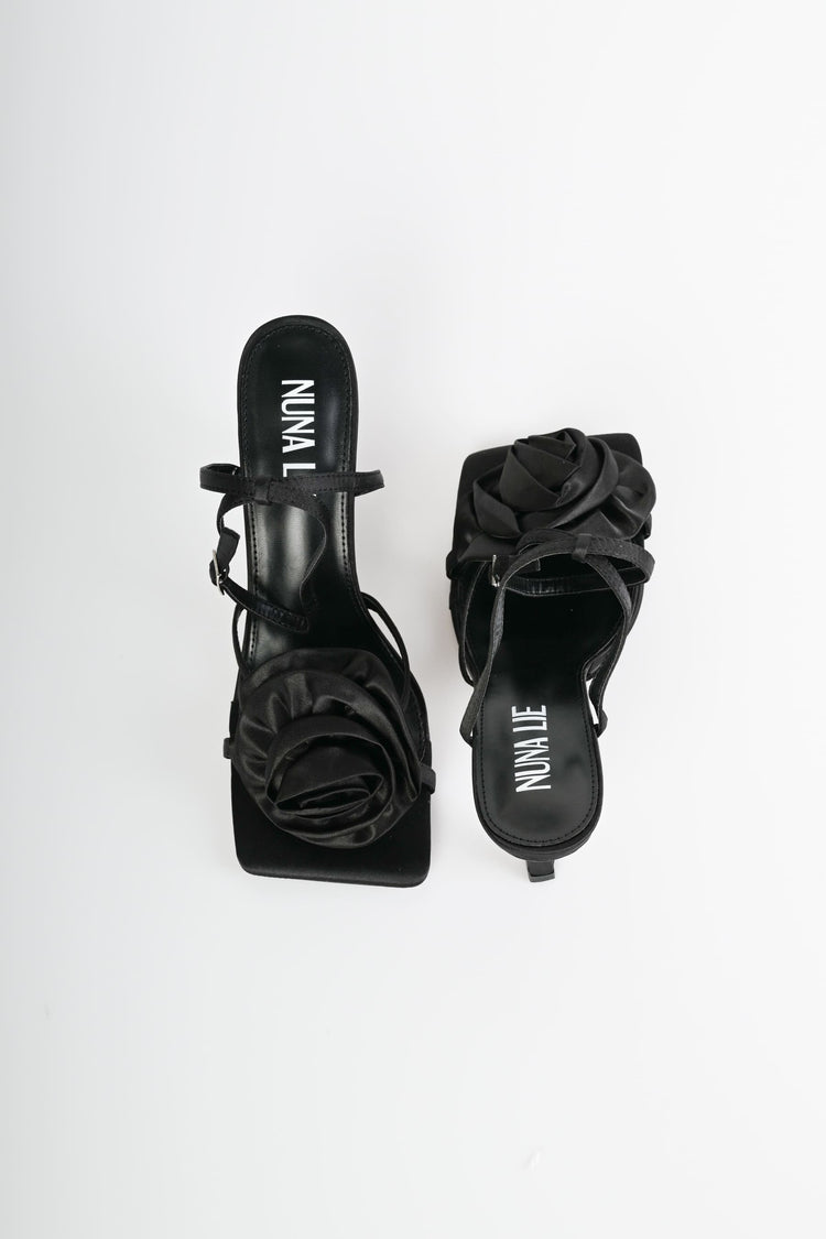 Rose satin sandals