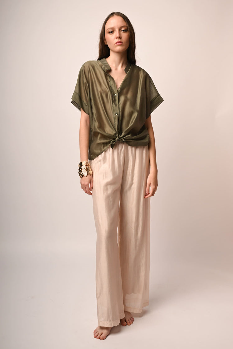 Muslin wide-leg trousers