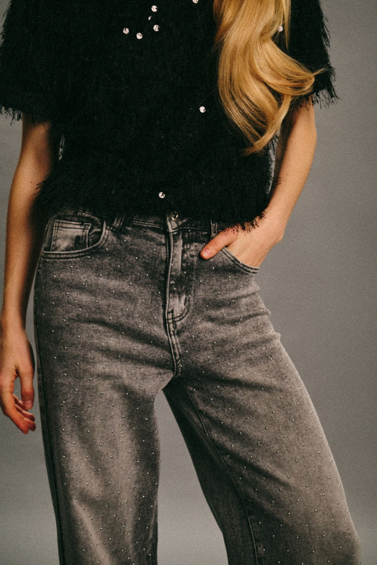 Mini studs wide-leg trousers