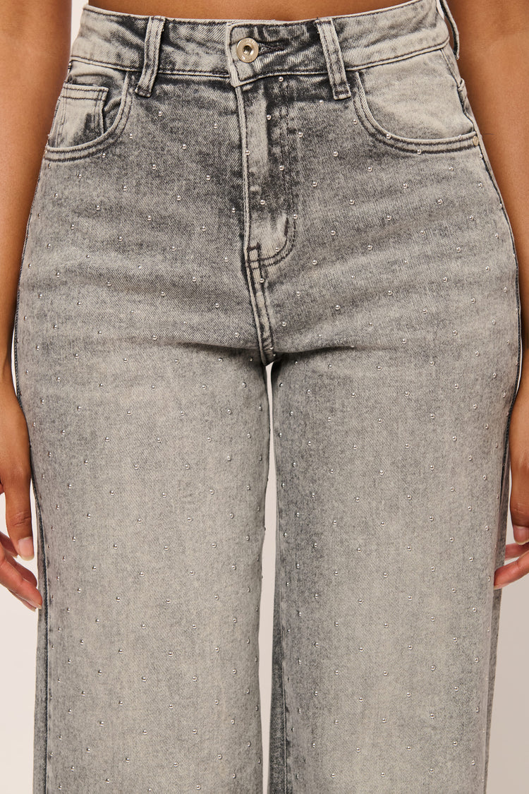 Mini studs wide-leg trousers