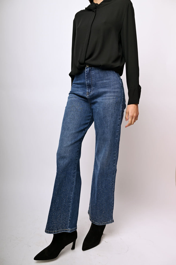 Rhinestone wide-leg jeans