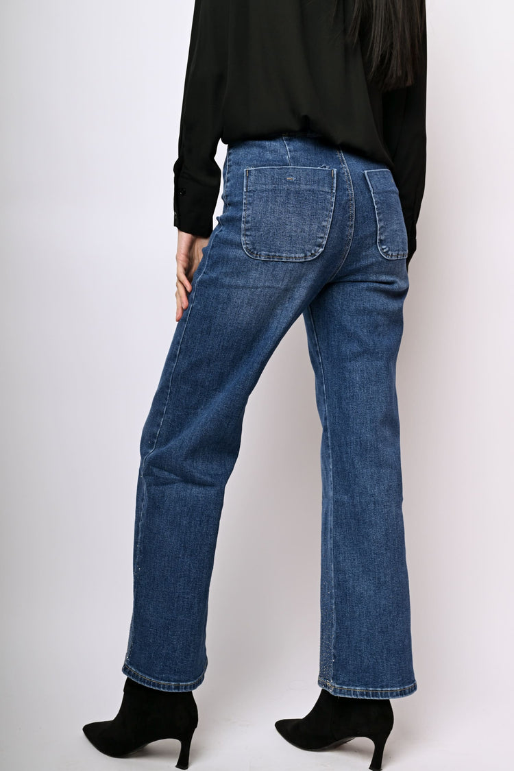 Rhinestone wide-leg jeans