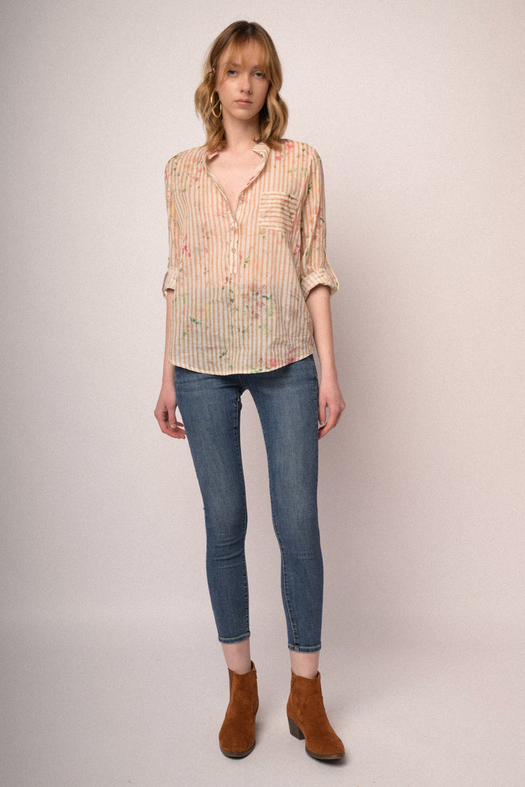 Blue denim button-fly skinny jeans
