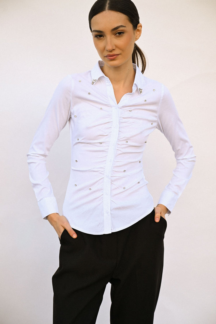 Crystals gathered shirt