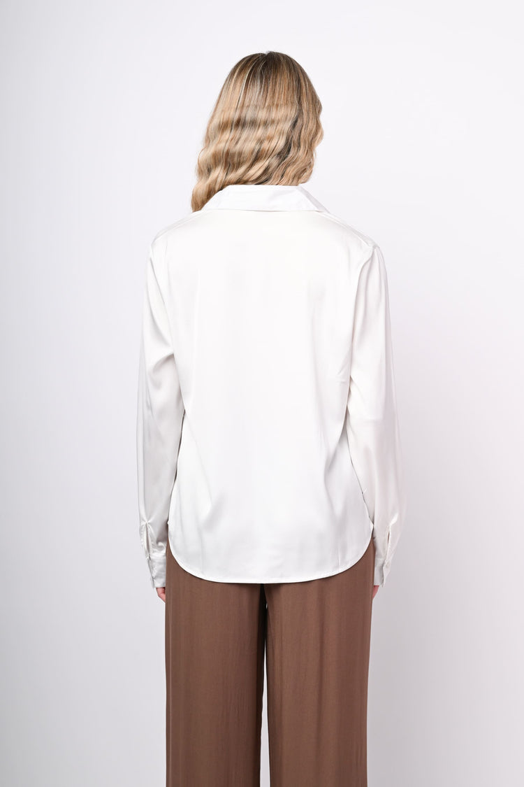 Jewel collar satin shirt