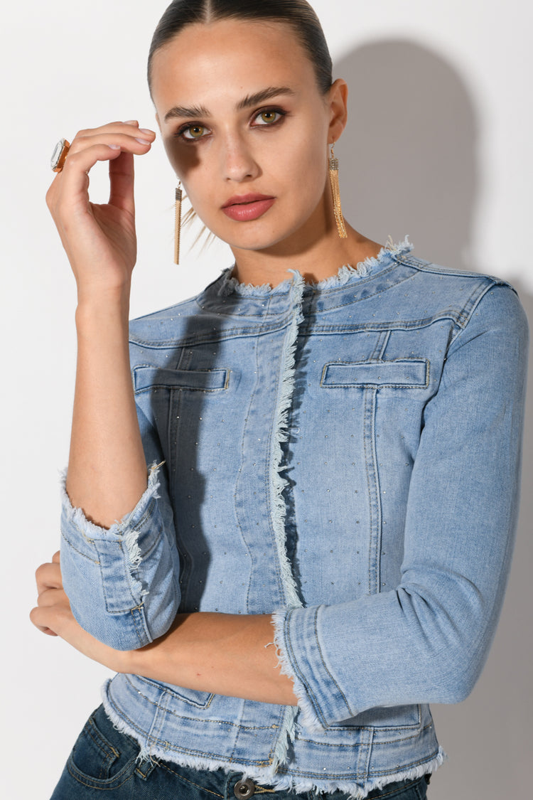 Rhinestoned denim jacket