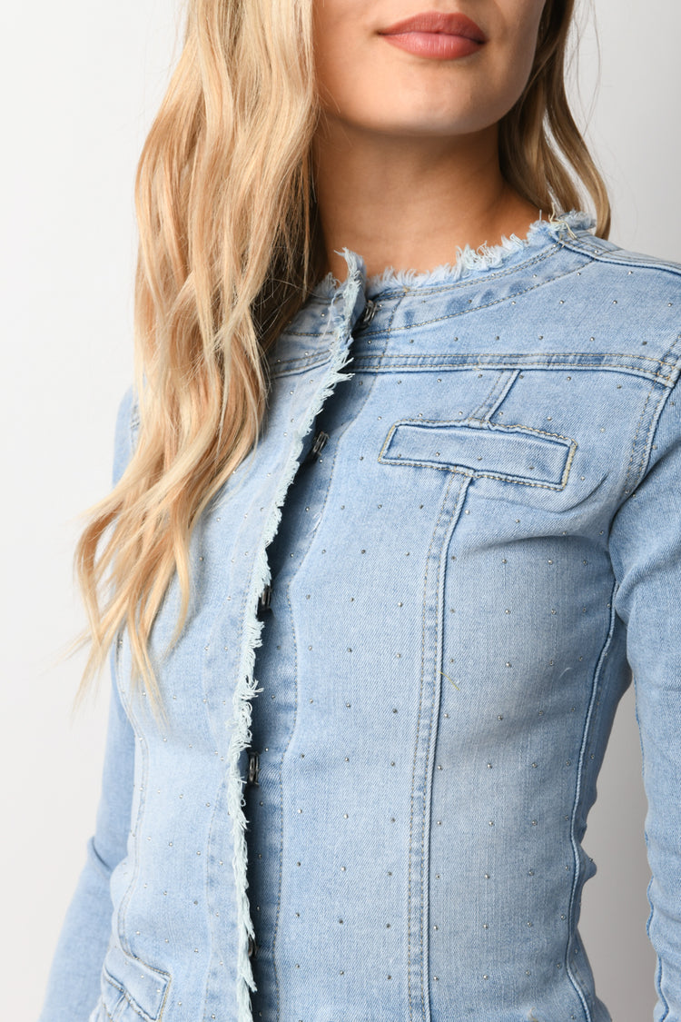 Rhinestoned denim jacket