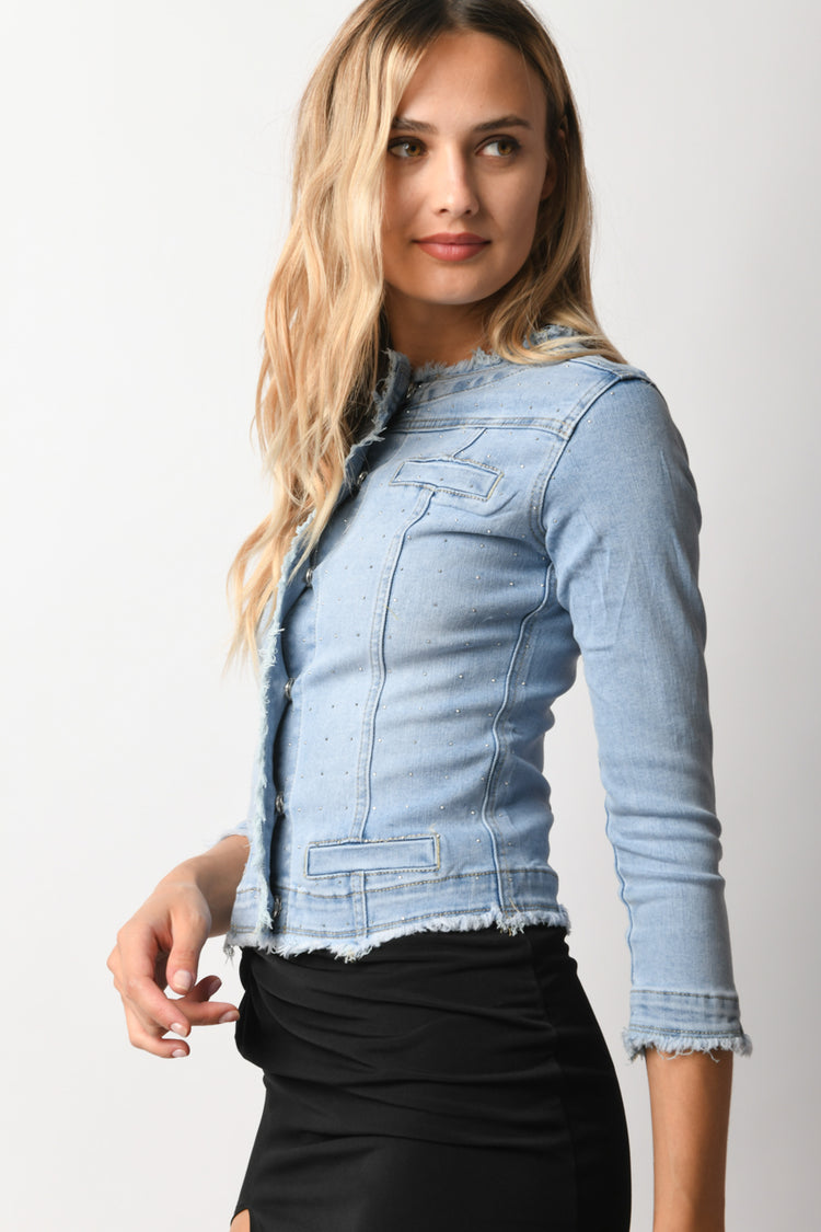 Rhinestoned denim jacket
