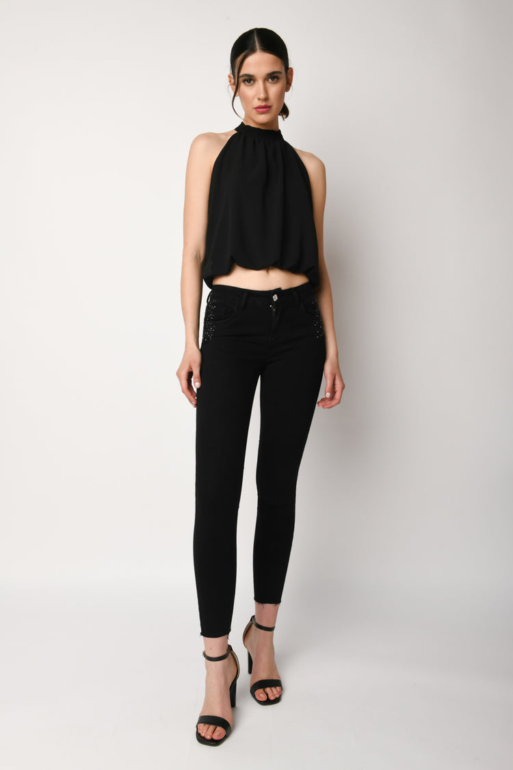 Rhinestoned skinny jeans
