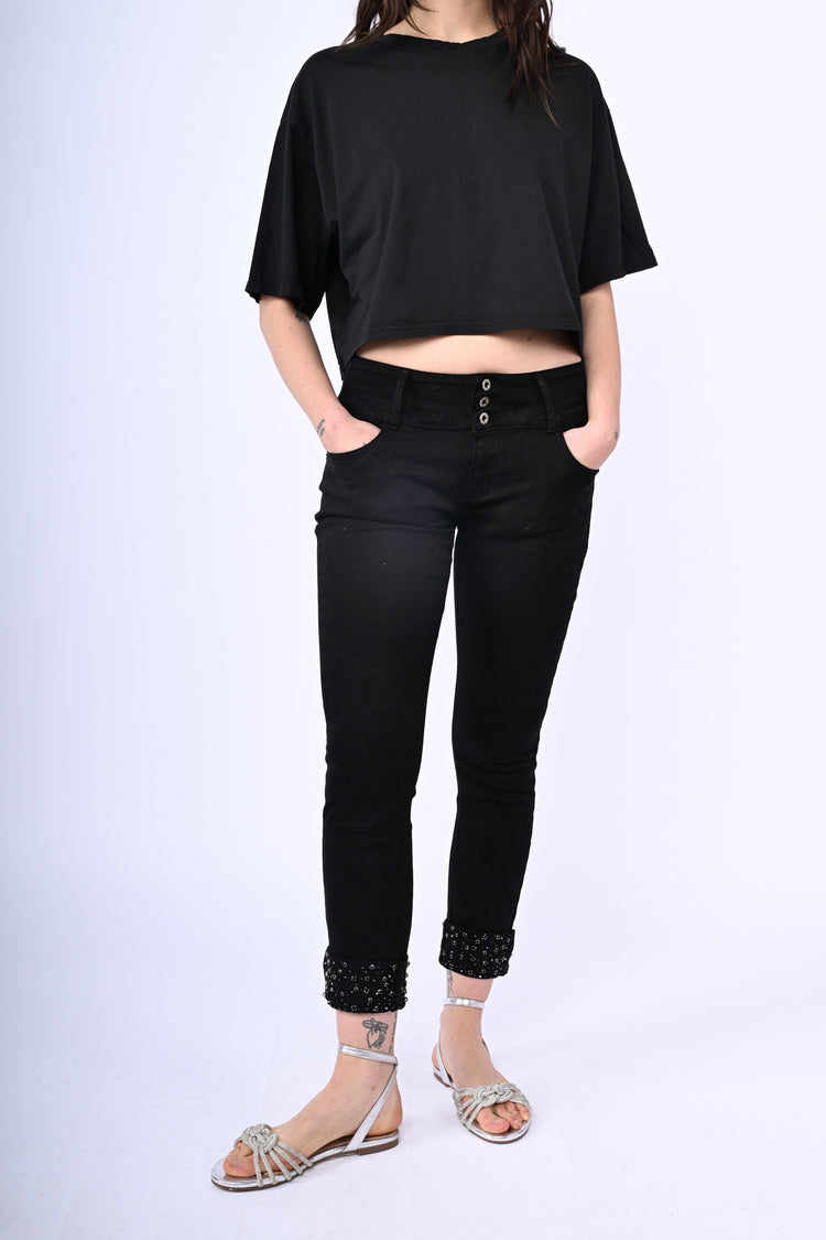 Crystal-hem jeans