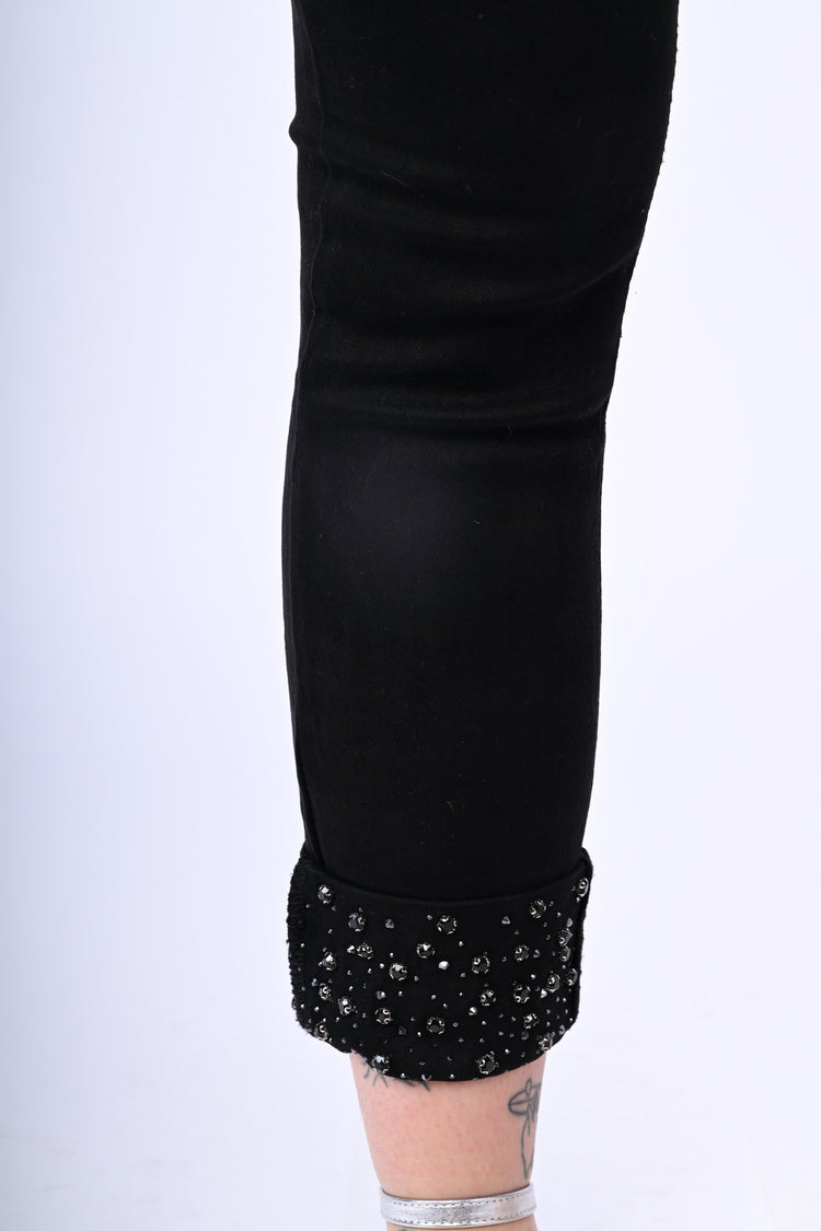 Crystal-hem jeans