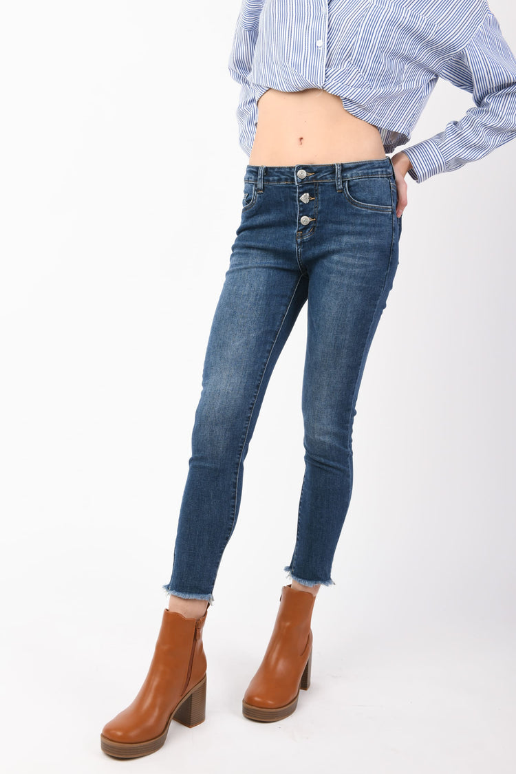Jewel buttons skinny jeans