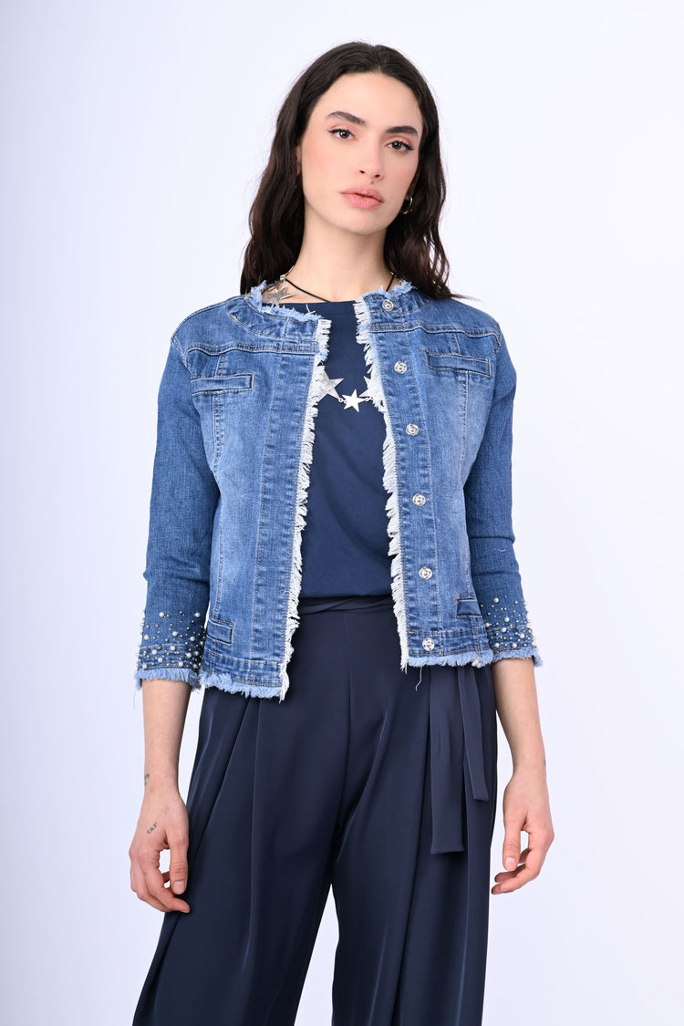 Beaded denim jacket