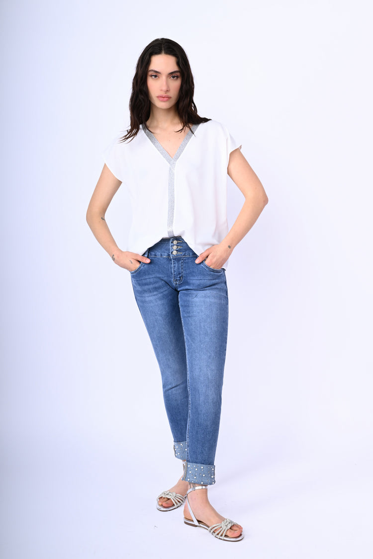 Beads-hem jeans