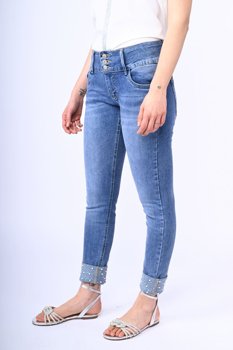 Beads-hem jeans