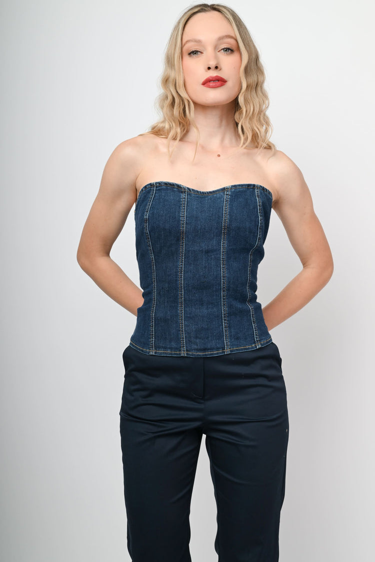 Denim sleeveless top