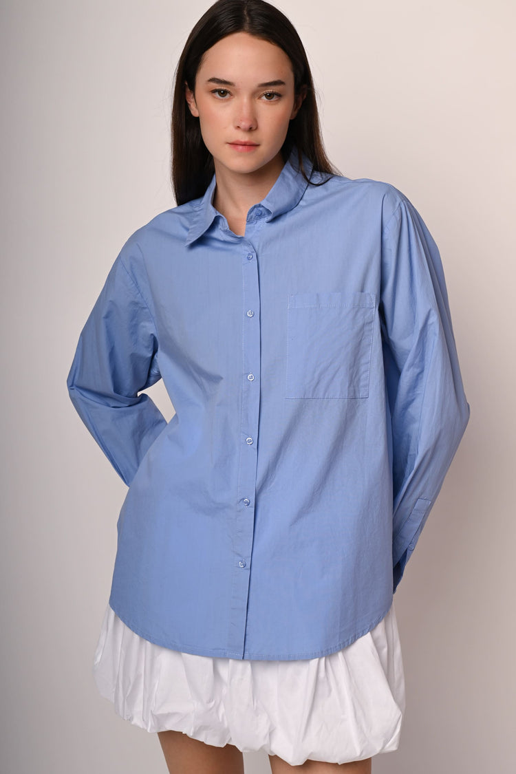 Chest-pocket oversized shirt