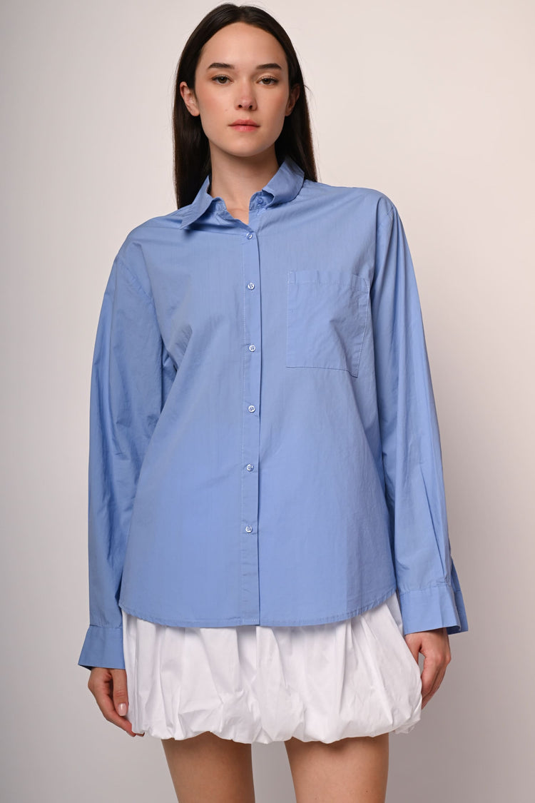Chest-pocket oversized shirt
