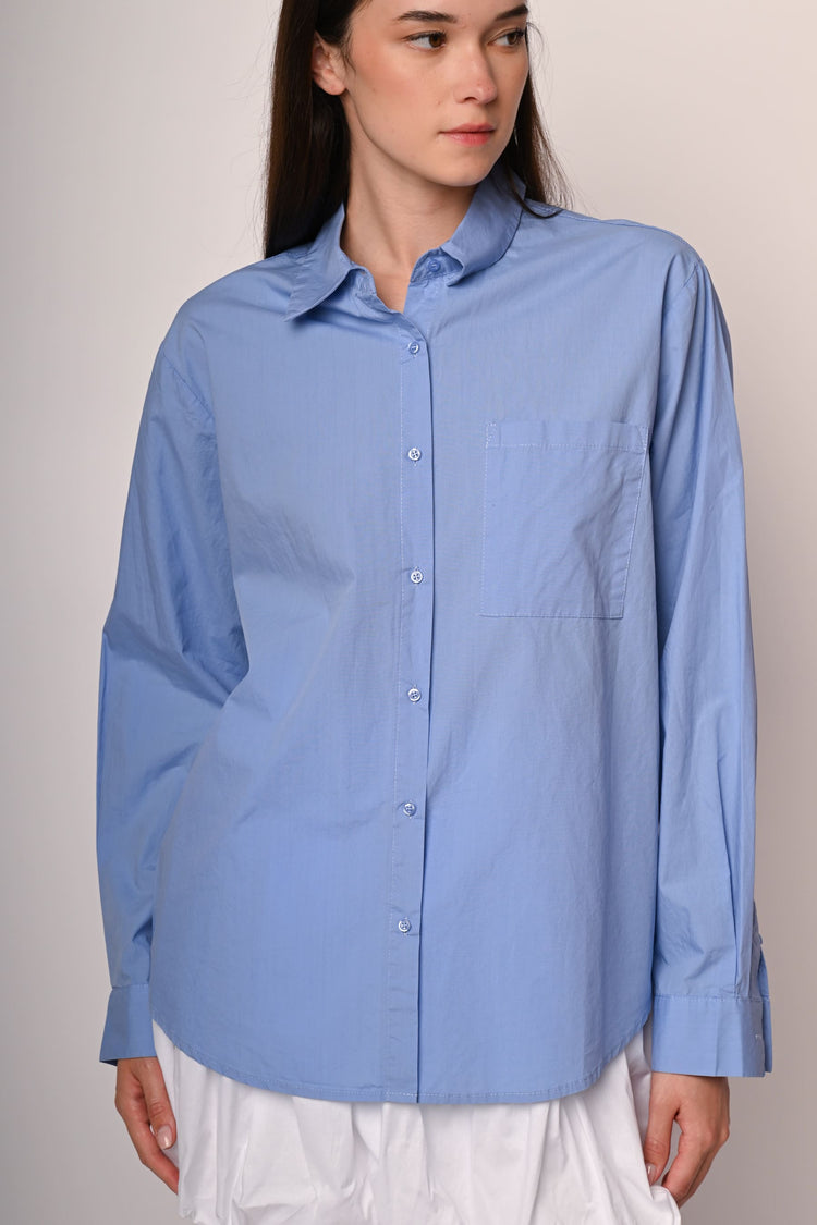 Chest-pocket oversized shirt