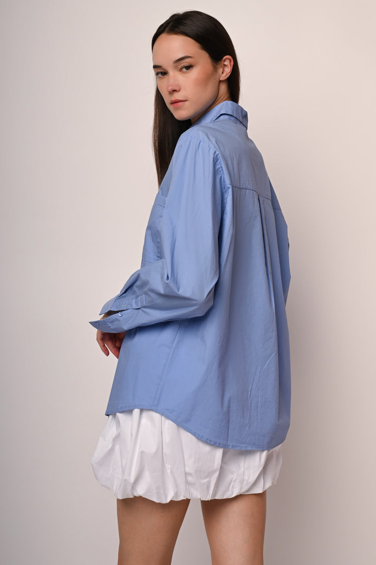 Chest-pocket oversized shirt