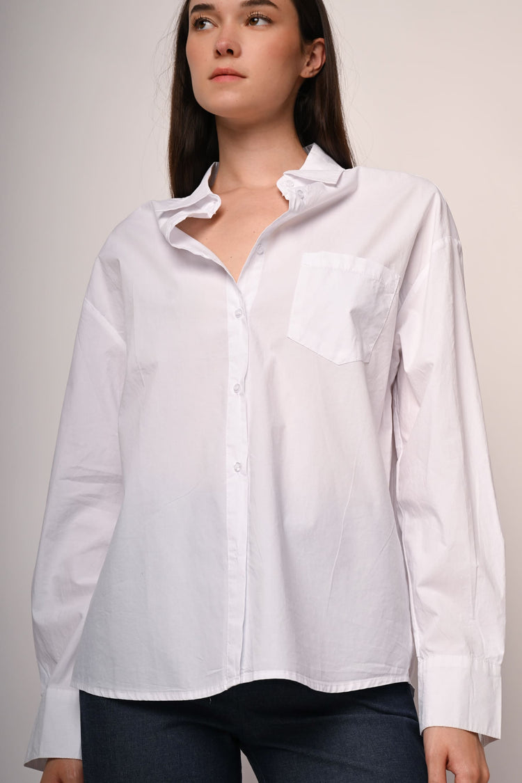 Chest-pocket oversized shirt