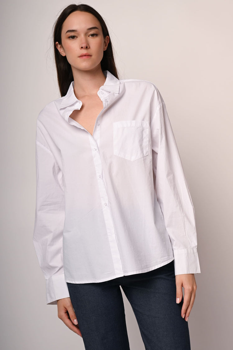 Chest-pocket oversized shirt