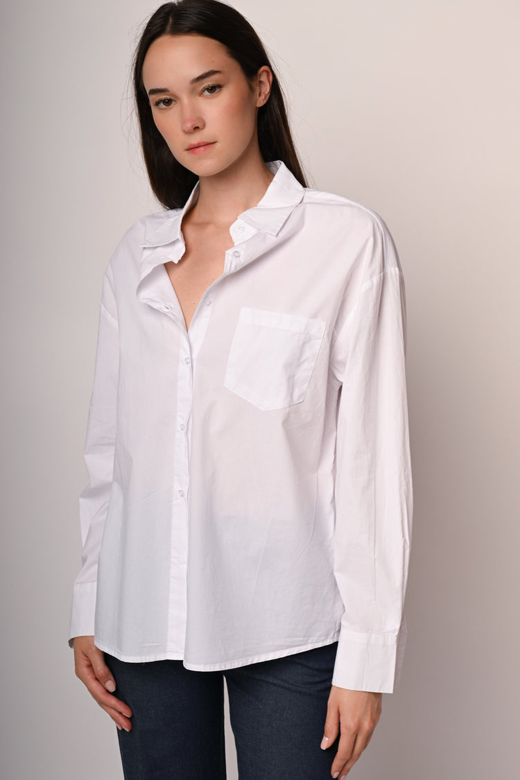 Chest-pocket oversized shirt