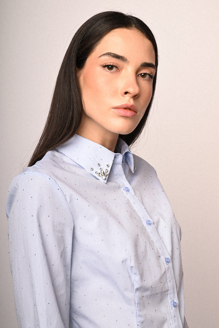 Rhinestone striped shirt