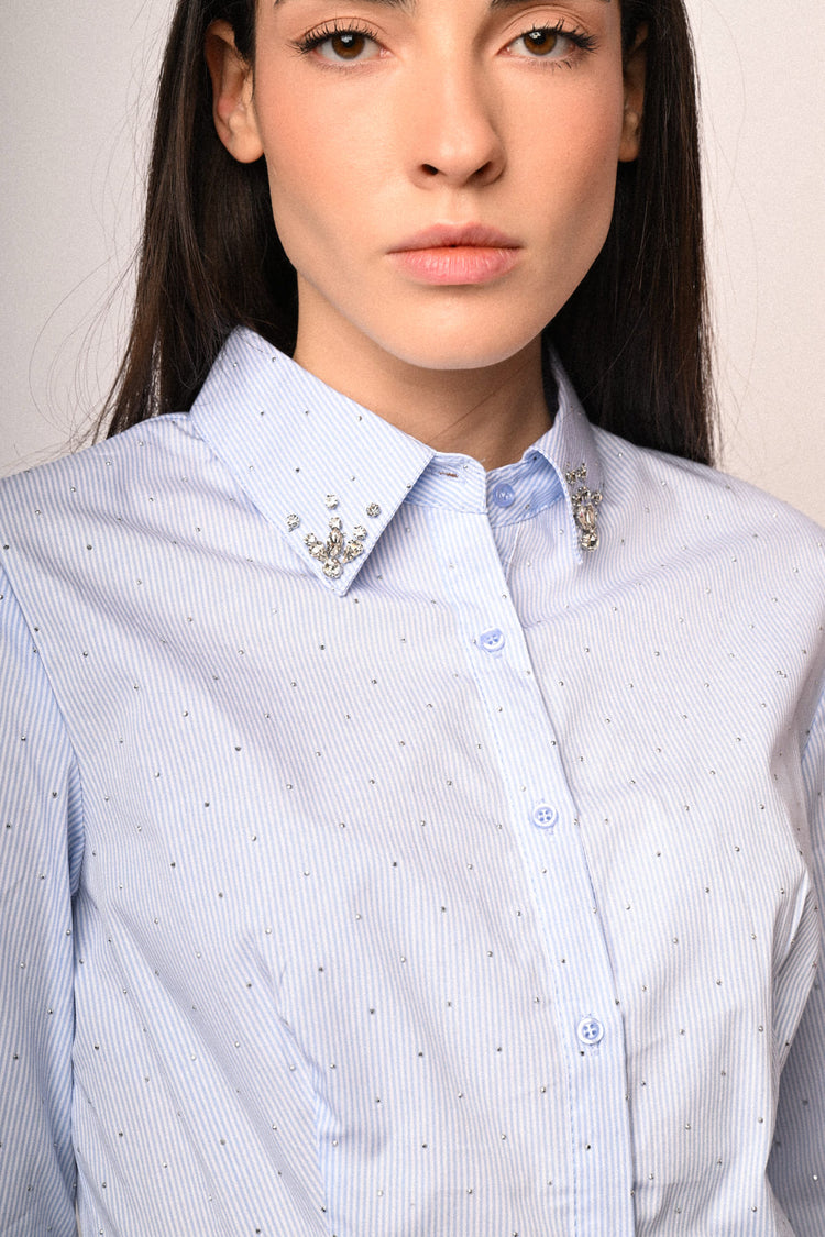 Rhinestone striped shirt