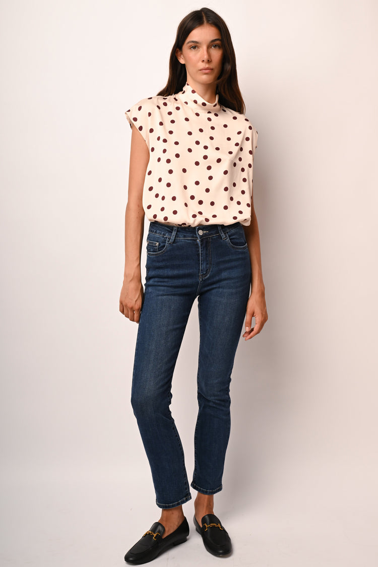 Jewel-button skinny jeans