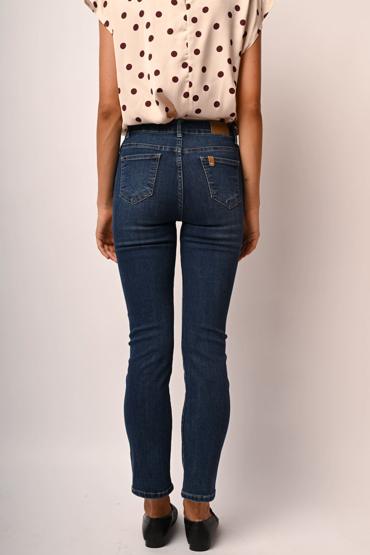 Jewel-button skinny jeans