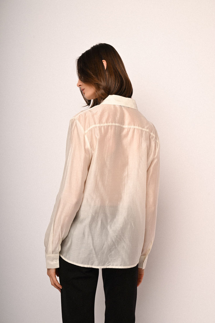 Jewel-collar lyocell-blend shirt