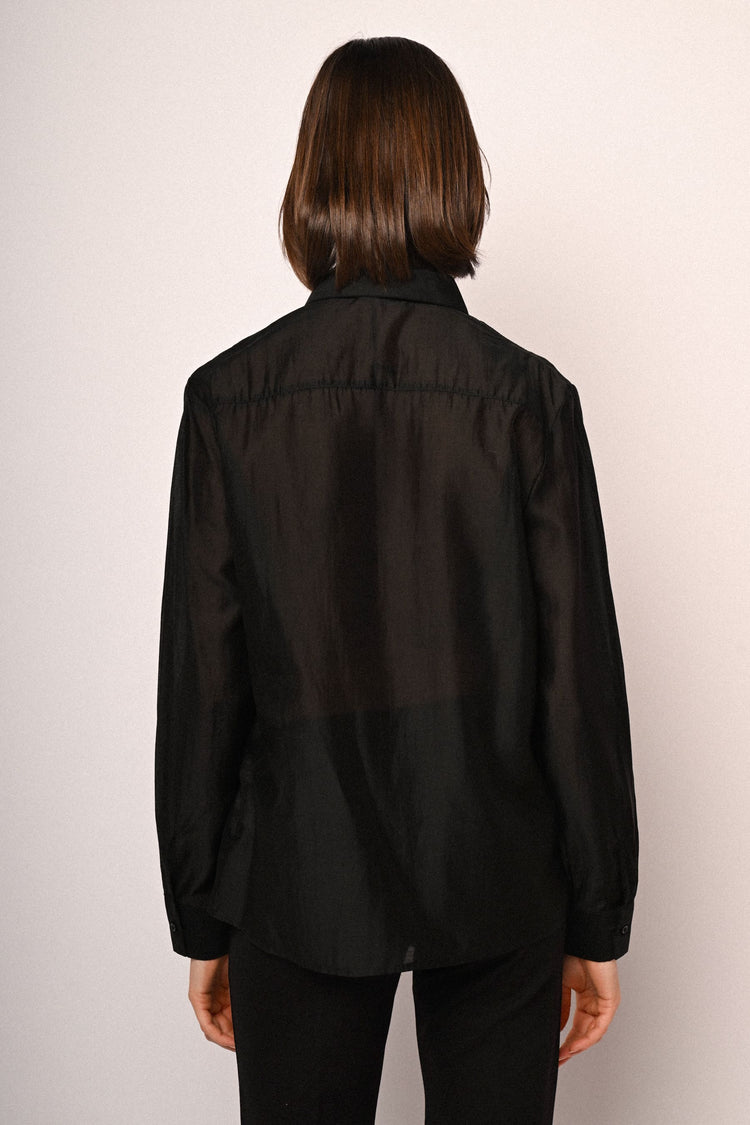 Jewel-collar lyocell-blend shirt