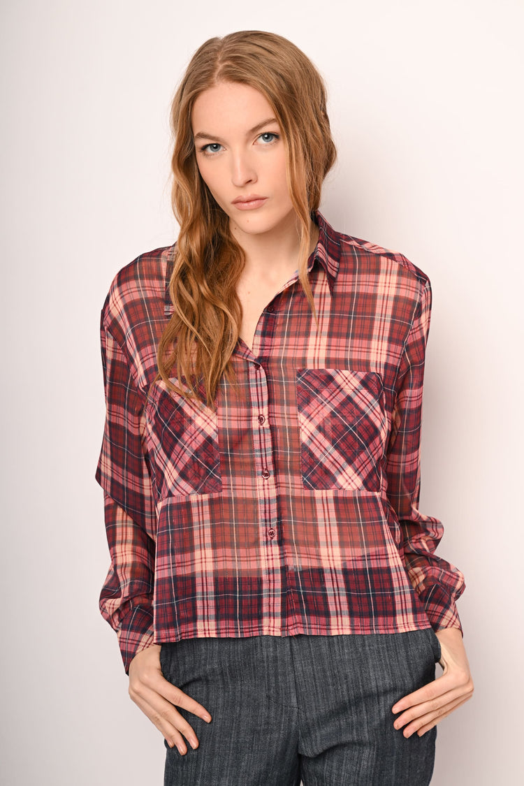 Chest-pocket check-print shirt