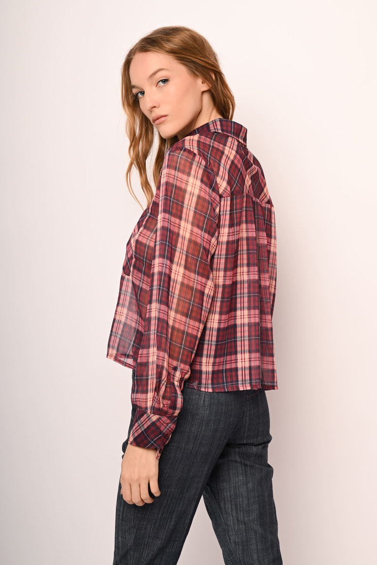 Chest-pocket check-print shirt