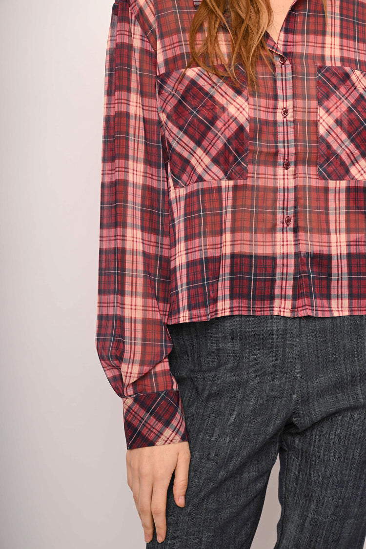 Chest-pocket check-print shirt