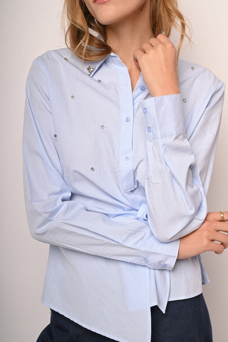 Knot-detail and crystals shirt
