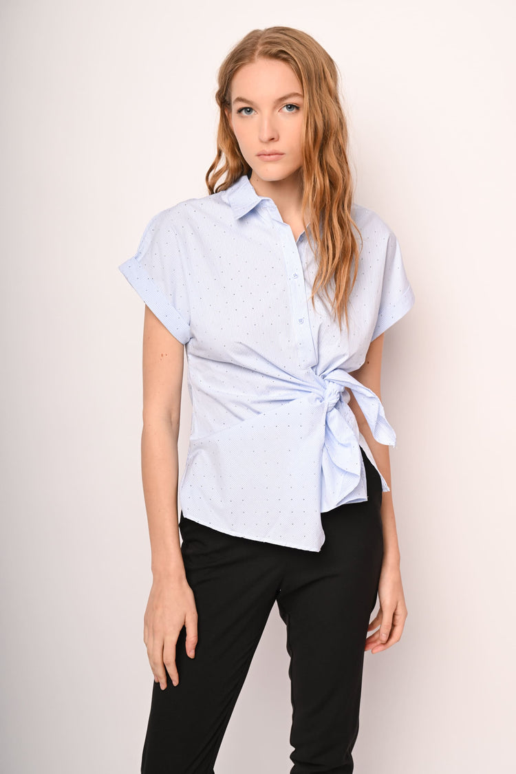 Mini-stud knot striped shirt