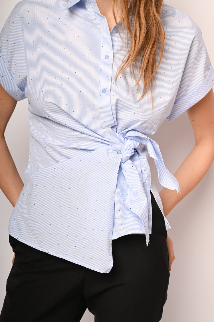 Mini-stud knot striped shirt