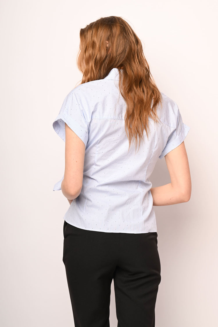 Mini-stud knot striped shirt