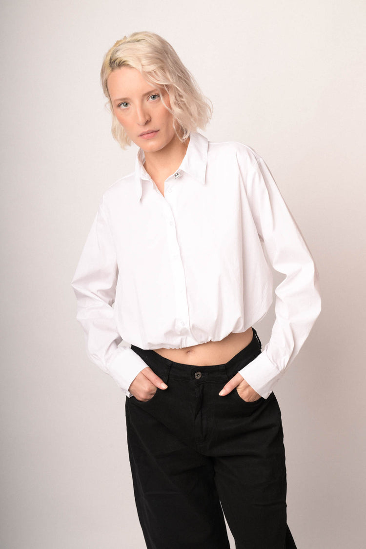 Camicia con bottone strass ed elastico