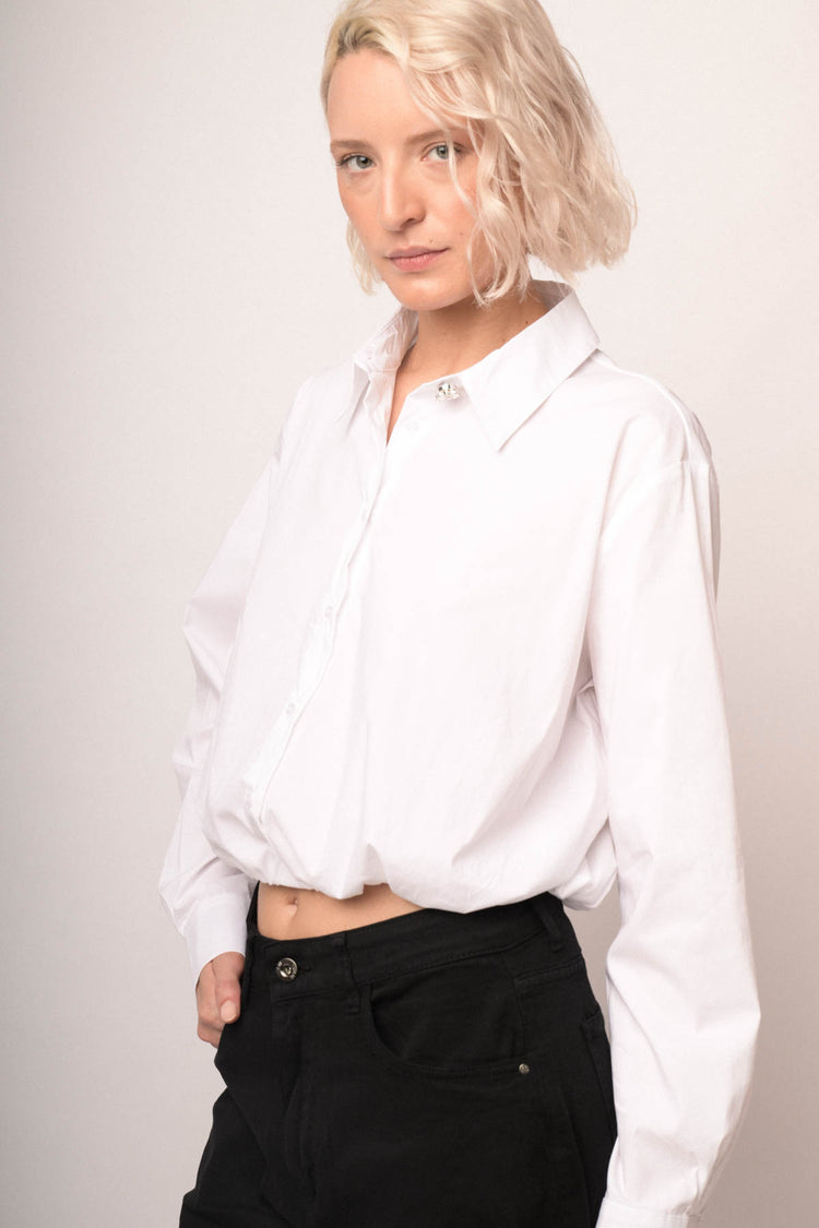 Camicia con bottone strass ed elastico
