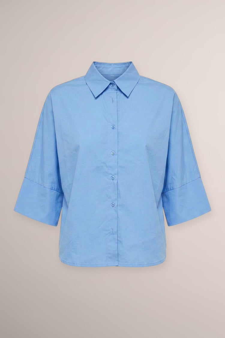 Sky blue cotton oversized shirt