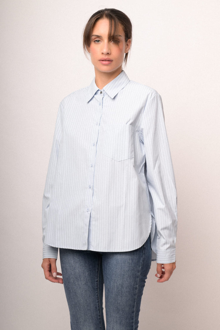 Camicia con bottone cuore righe