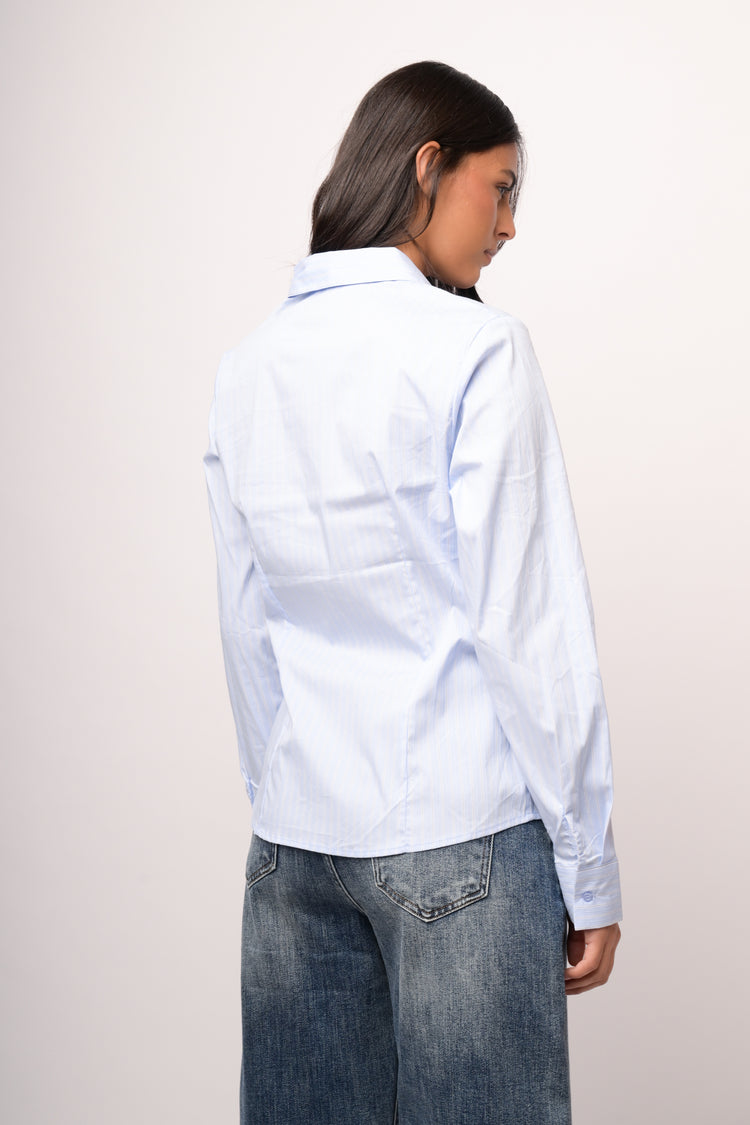 Camicia righe con strass collo