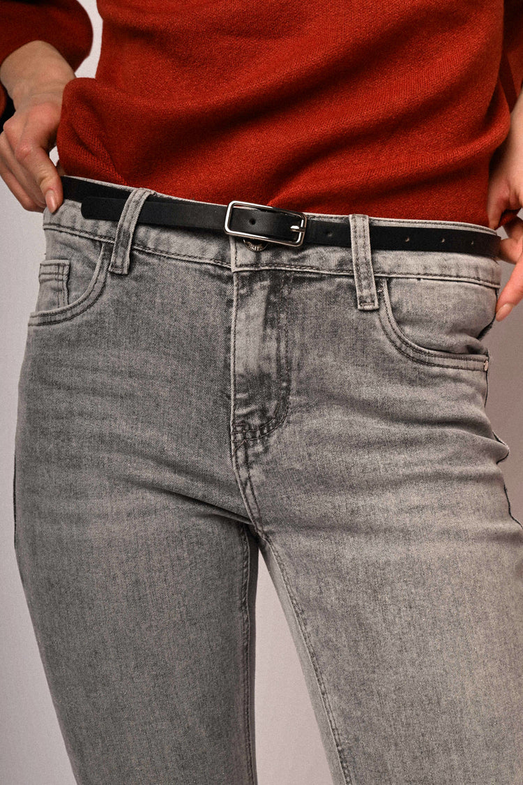 Belted glitter flared jeans