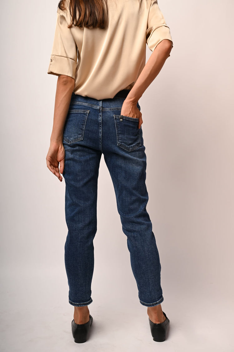 Jewel-button baggy jeans