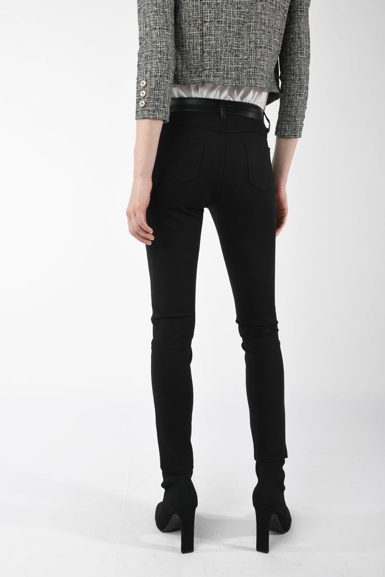 Cotton and faux leather trousers
