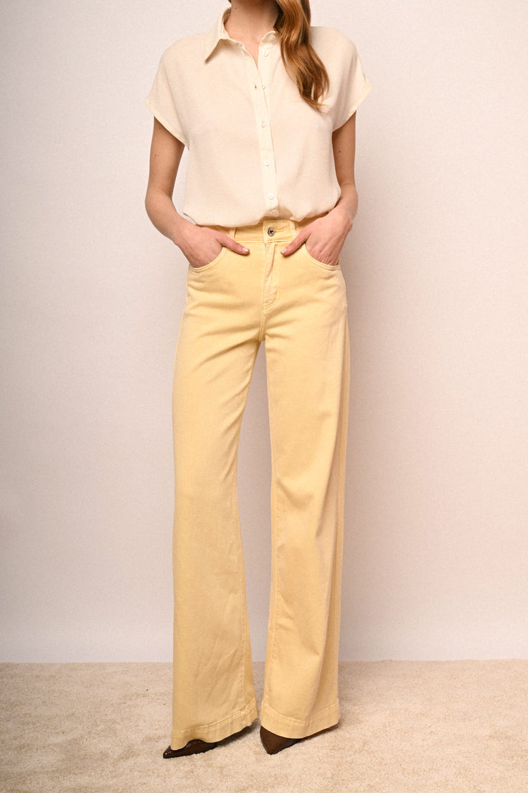 Wide-leg drill trousers